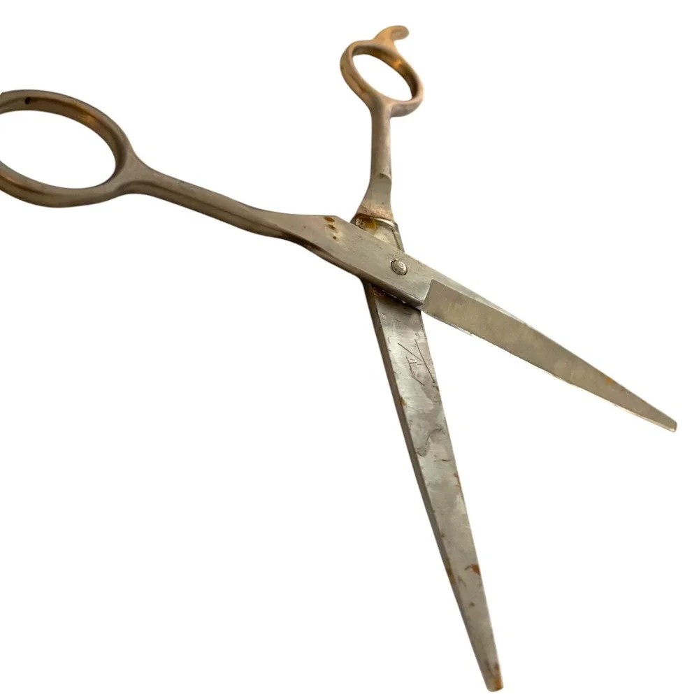 Vintage Barber Shears Professional Hair Cutting Scissors Steel Industrial Decor - Picture 5 of 7